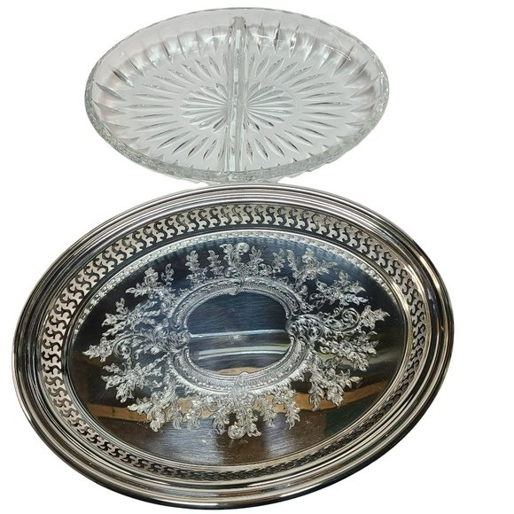 Vintage Oneida Oval Gallery Tray Divided Serving Tray Relish Dish Serveware - Picture 11 of 12
